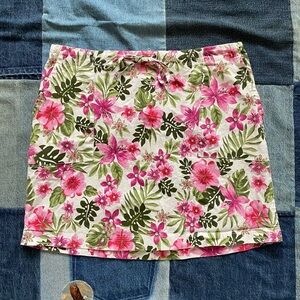 vintage LA movers floral print pink green skirt size S 90s tropical beach summer